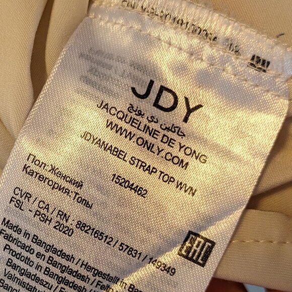 Jacqueline DeYong JDY Anabel strappy back detail cami top in cream EU 34/UK6/US2 - Picture 8 of 11